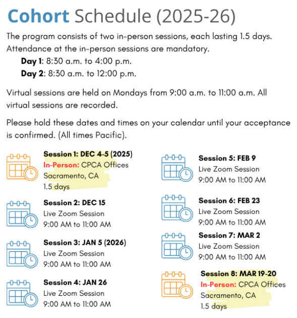 Cohort Schedule